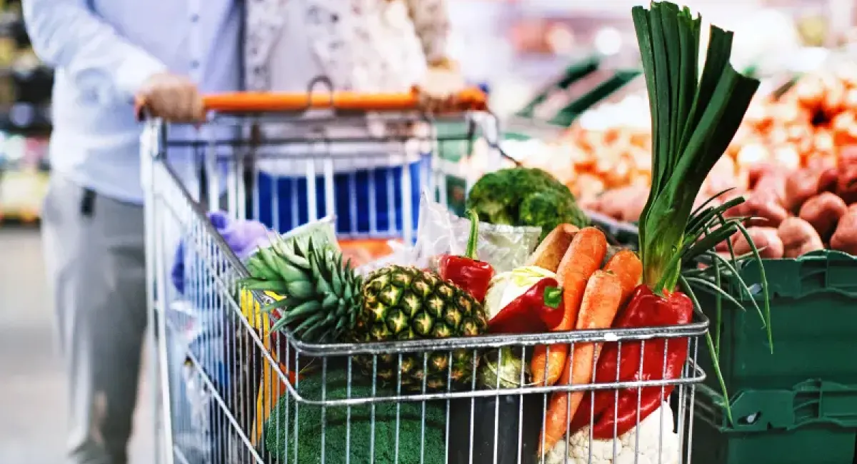 Grocery cart going through Cash Saver.